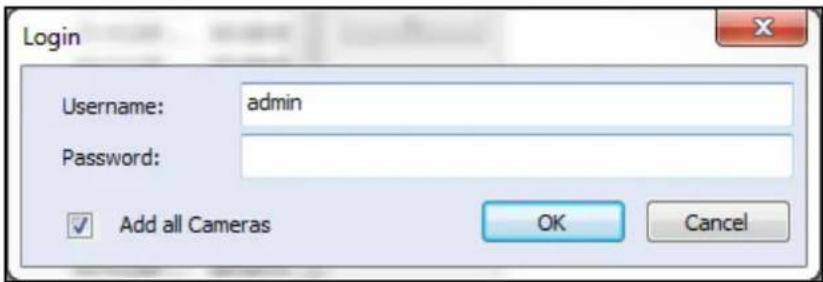 Login Username: admin Password: ✓ Add all Cameras OK Cancel