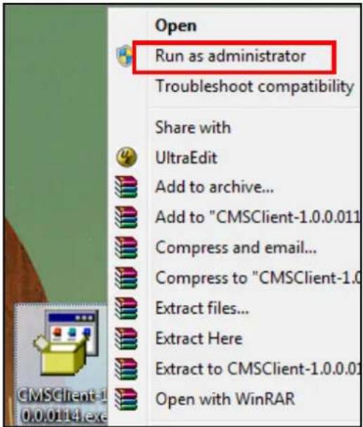Open Run as administrator Troubleshoot compatibility Share with UltraEdit Add to archive... Add to "CMSClient-1.0.0.011" Compress and email... Compress to "CMSClient-1.0 Extract files... Extract Here Extract to CMSClient-1.0.0.01 Open with WinRAR