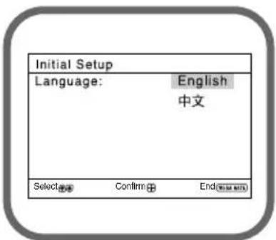 初始设定 语言: English 中文 选择 确认 结束