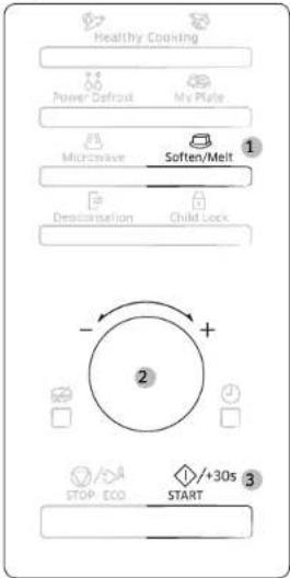 Healthy Cooking Power Defrost My Plate Microwave Soften/Melt Deodorisation Child Lock - + 2 STOP ECO /+30s 3 START