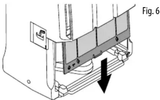 Technical diagram of a mechanical assembly with a downward arrow indicating a component (no text or symbols).