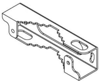 Technical line drawing of a mechanical bracket component (no text or symbols)