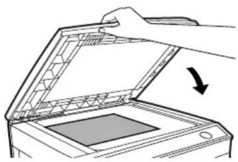 Line drawing of a device with an open lid and a black arrow indicating rotation (no text or symbols)