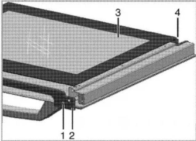 Technical diagram of a layered structure with numbered components labeled 1, 2, 3, and 4