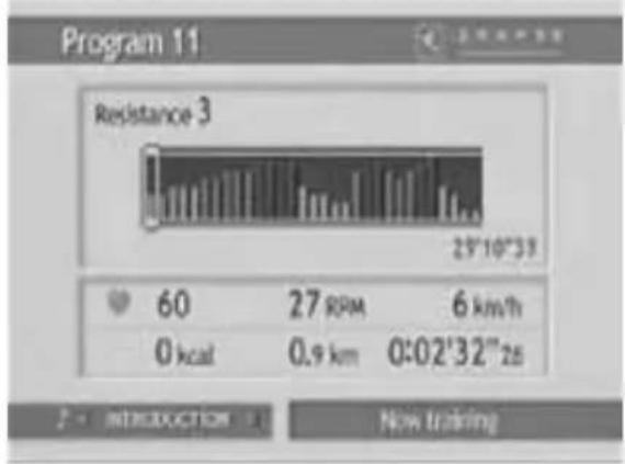 Program 11 Resistance 3 25'10"31 60 27 RPM 6 km/h 0 kcal 0.9 km 0:02'32"28 2 - INTRODUCTION Now training