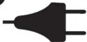 Silhouette of a plug with two leads (no text or symbols)