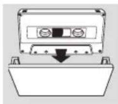 Simple line drawing of a device with a downward arrow pointing to a rectangular base (no text or symbols)