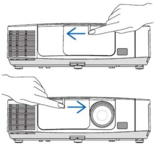 NEC NP-P451X - Opening and closing the lens cover - 1