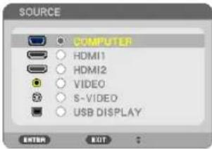 SOURCE COMPUTER HDMI1 HDMI2 VIDEO S-VIDEO USB DISPLAY ENTER EXIT
