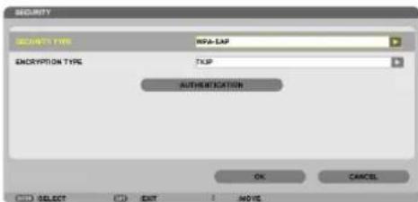 SECURITY MPA-LAP ENCRYPTION TYPE TXLP AUTHORIZATION OK CANCEL SELECT EXIT MOVE
