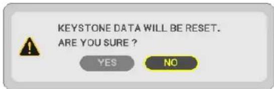 KEystone DATA WILL BE RESET. ARE YOU SURE ? YES NO