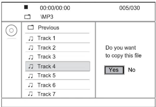 00:00/00:00 005/030 MP3 Previous Track 1 Track 2 Track 3 Track 4 Track 5 Track 6 Track 7 Do you want to copy this file Yes No