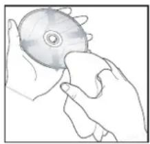 Illustration of a hand holding a CD or DVD disc, no text or symbols present