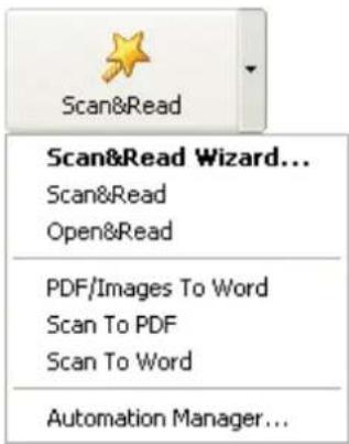 Scan&Read Scan&Read Wizard... Scan&Read Open&Read PDF/Images To Word Scan To PDF Scan To Word Automation Manager...