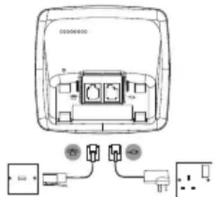 Diagram of a device rear panel with labeled ports and connections, including a battery and plug assembly.