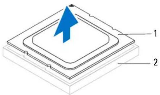 Diagram of a layered electronic component with labeled parts 1 and 2, featuring a blue lightning bolt symbol on the top layer.