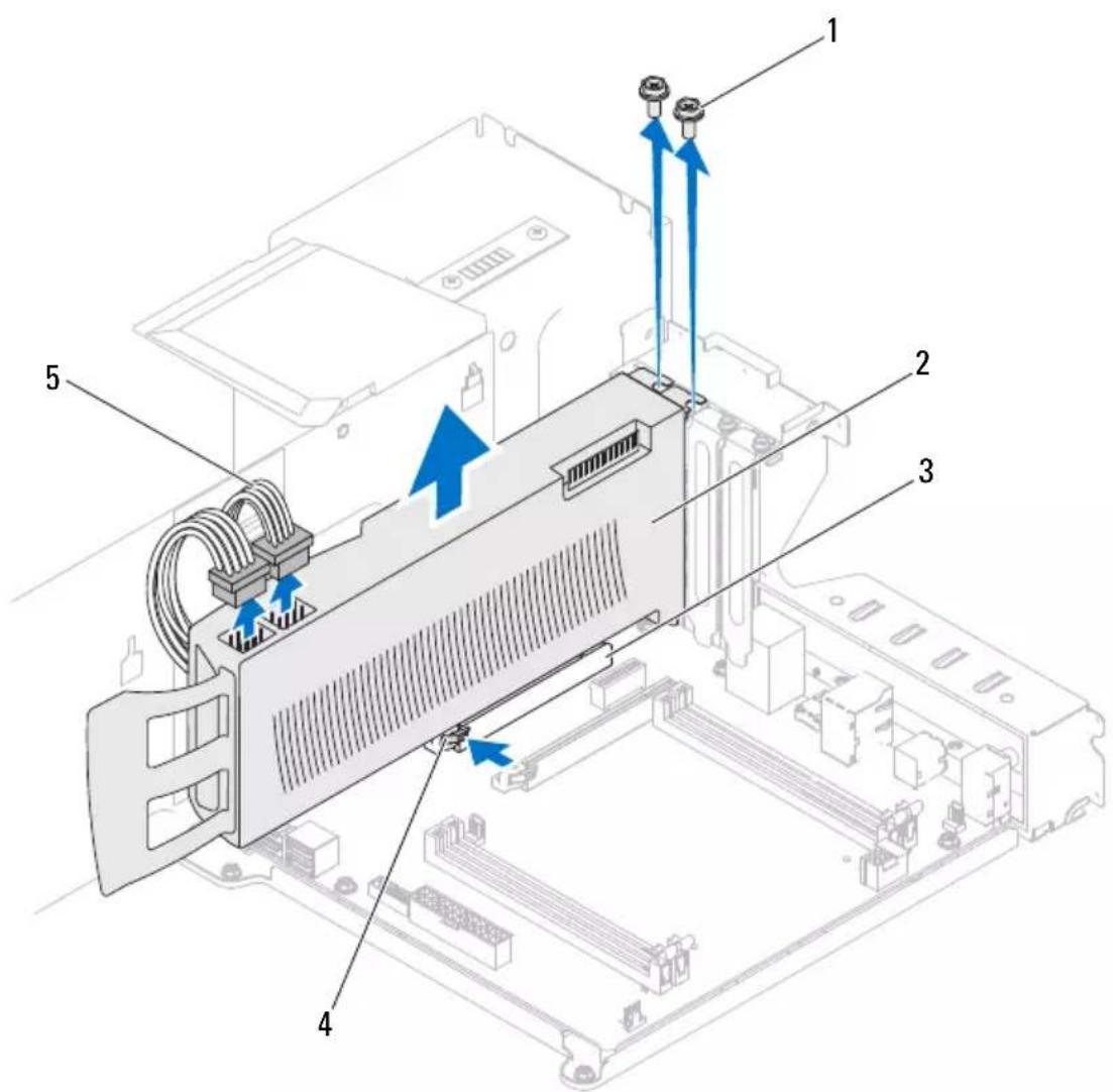 Technical diagram of a computer motherboard with numbered components and blue directional arrows indicating flow or movement.