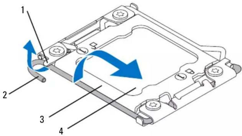 Diagram of a computer chassis with labeled parts and directional arrows indicating motion or movement