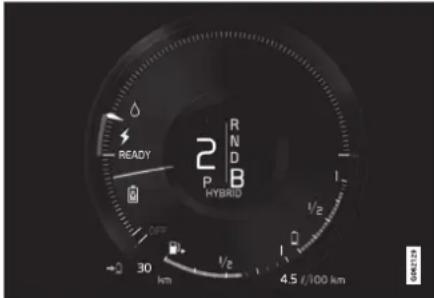 2 P R N D B HYBRID OFF 30 km V2 4.5 f/100 km GND9
