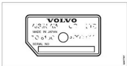 VOLVO MINAM CO NTE MADE IN JAPAN 70-6130 3.YR14 SERIAL NO GAR7792