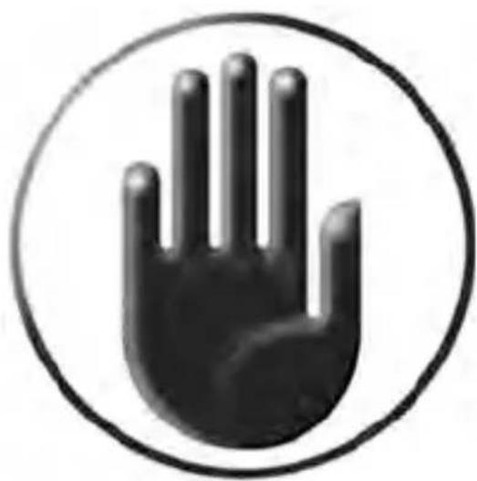 Black hand symbol enclosed in a circle, no text or labels present