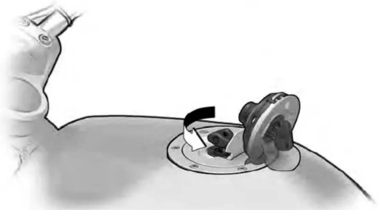 Illustration of a robotic arm interacting with a mechanical component, showing no text or symbols.