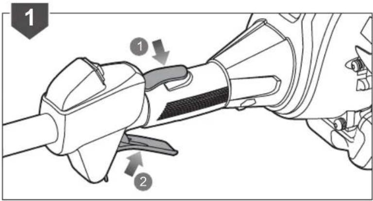 Technical diagram showing mechanical assembly with numbered components and directional arrows indicating motion or movement.