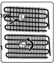 Diagram of two coiled heat exchangers with a valve mechanism (no text or labels)