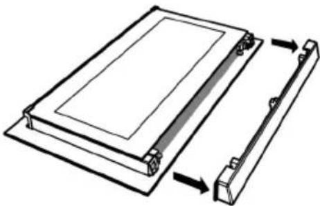 Diagram of a mechanical assembly with a rectangular frame and a vertical rod, showing directional arrows (no text or symbols).