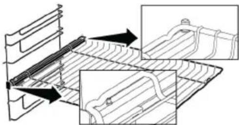 Technical diagram showing a mechanical assembly with internal channels and a close-up inset of a component (no text or symbols present)