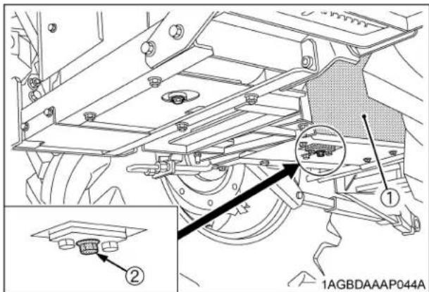 Technical diagram of a vehicle suspension system with labeled components and an inset showing component details