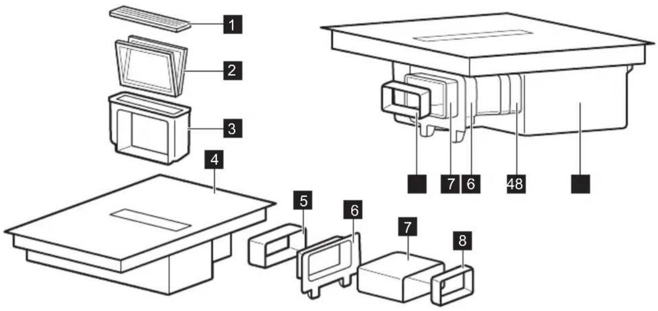 Technical diagram of a printer assembly with numbered parts for identification.