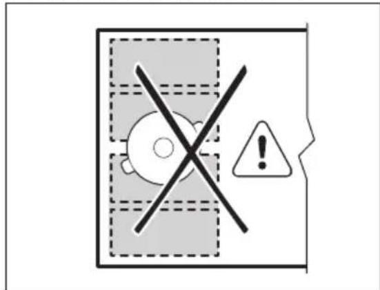Warning sign with cross symbol and warning triangle, indicating no clear safety or hazard.
