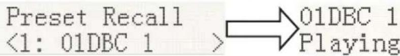 Forudindstilling genkald <1: 01DBC 1 > →01DBC 1 Afspiller