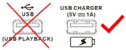 USB (RIPRODUZIONE USB) CARICATORE USB (5V == 1A)