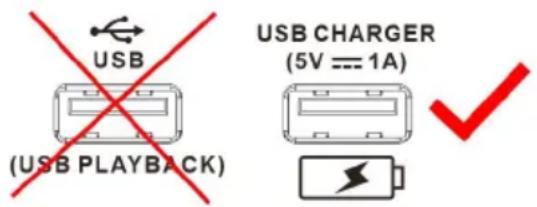 USB (REPRODUÇÃO USB) CARREGADOR USB (5V == 1A)