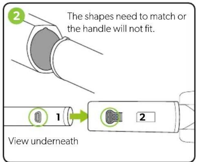 The shapes need to match or the handle will not fit. View underneath