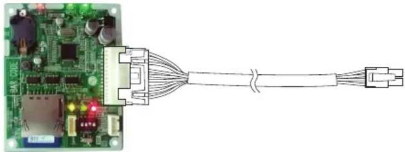 Diagram of a circuit board with connected connectors and components, showing wiring topology (no text or labels)