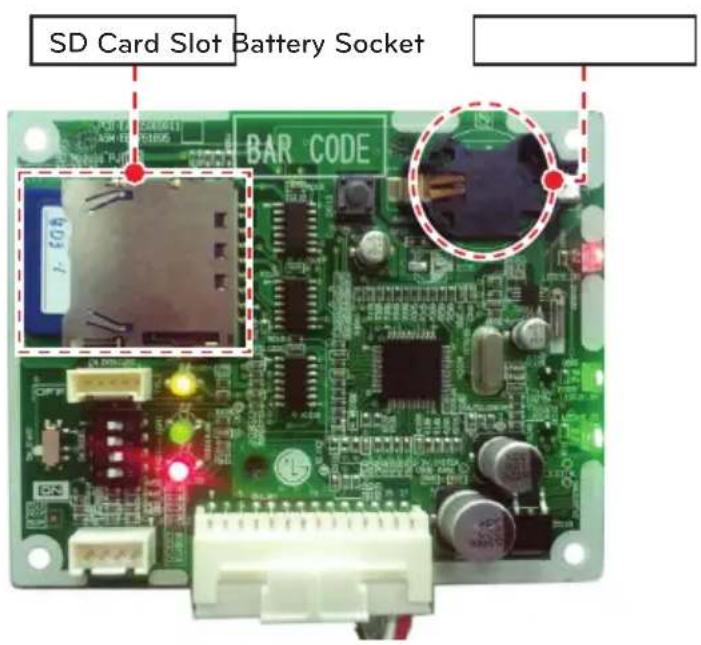 SD Card Slot Battery Socket BAR CODE