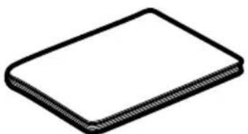 Simple line drawing of a rectangular object with rounded edges (no text or symbols)