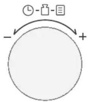 graph TD A["+"] --> B["-"] B --> C["Time Clock Icon"] C --> D["Folder Icon"] D --> E["Menu Icon"]