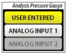 Analysis Pressure Gauge USER ENTERED ANALOG INPUT 1 ANALOG INPUT 2