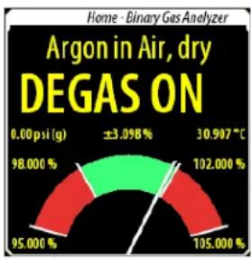 Home - Binary Gas Analyzer | Current | Value | |---------|-----------| | 0.00 psi | 95.000% | | ±3.098% | 98.000% | | 30.907 °C | 102.000% | | | 105.000% |
