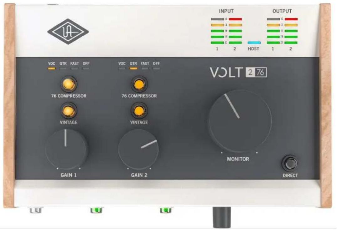 INPUT OUTPUT 1 2 HOST 1 2 VOLT 2 76 VOC GTR FAST OFF VOC GTR FAST OFF 76 COMPRESSOR 76 COMPRESSOR VINTAGE VINTAGE GAIN 1 GAIN 2 MONITOR DIRECT