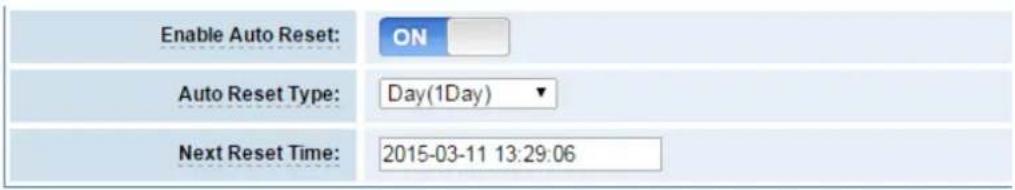 Enable Auto Reset: ON Auto Reset Type: Day(1Day) Next Reset Time: 2015-03-11 13:29:06