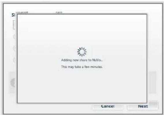 Adding new share to NuVo... This may take a few minutes.
