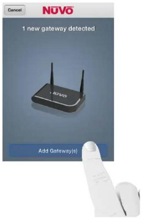 Cancel NUVO 1 new gateway detected Add Gateway(s)
