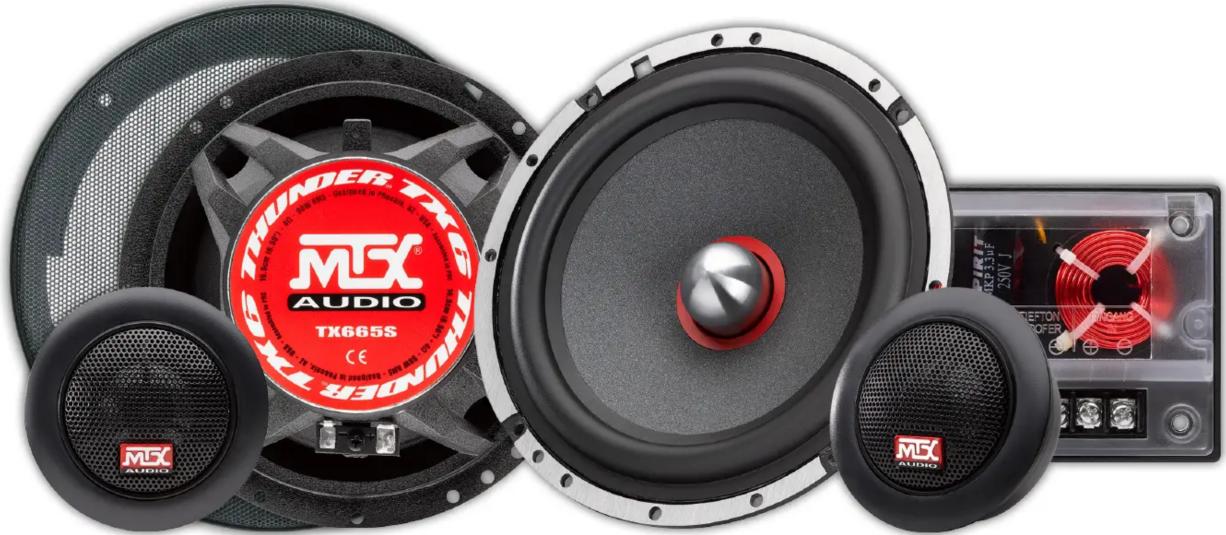 MTX Audio TX665S - 6.5" 40 90W RMS 2-way Separate spk, aluminum frame, TSV voice coil, silk dome neodymium tweeter - 1