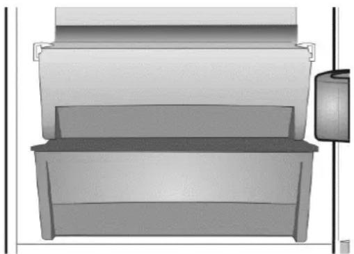 Top-down view of a multi-tiered storage unit or rack with a side-mounted door (no text or symbols visible)