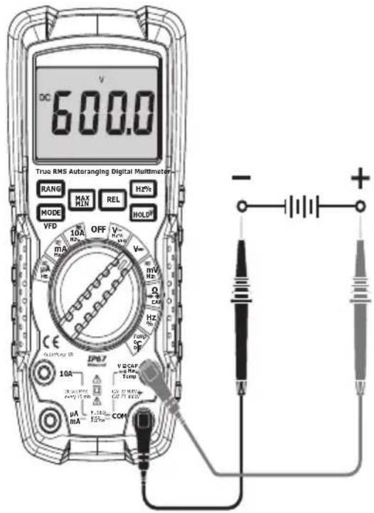 DC 600.0 True RMS Autoranging Digital Multimeter RANG MAX MIN REL Hz% MODE VFD 10A OFF V mA HV V+ V BV Hz O CAN Hz 10A IP67 V SCAP + - Power Temp mA MA COM - + + -